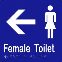 Female Toilet & Arrow w Braille